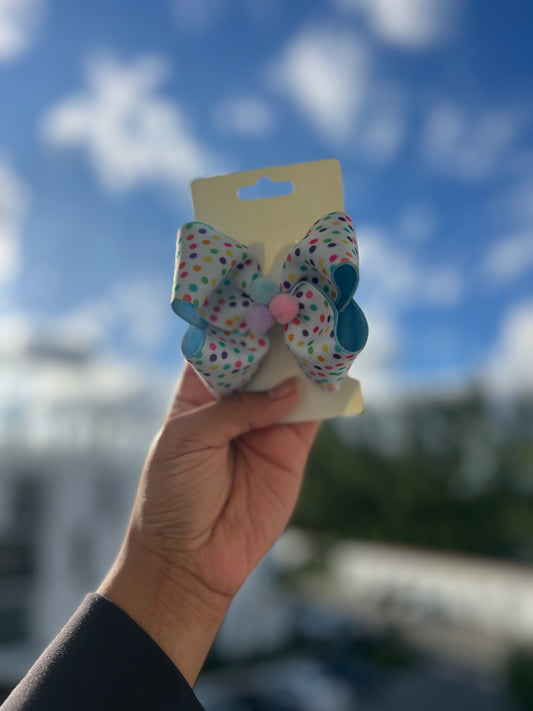 Baby Blue POM POM Bow