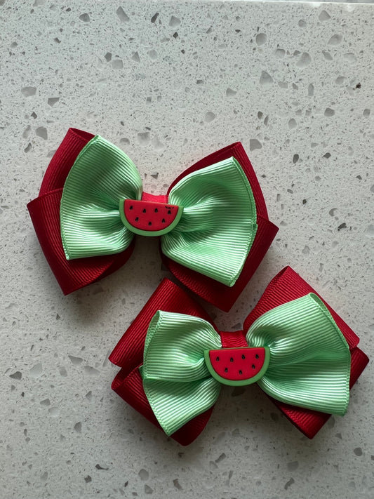 Watermelon Pigtail Bows