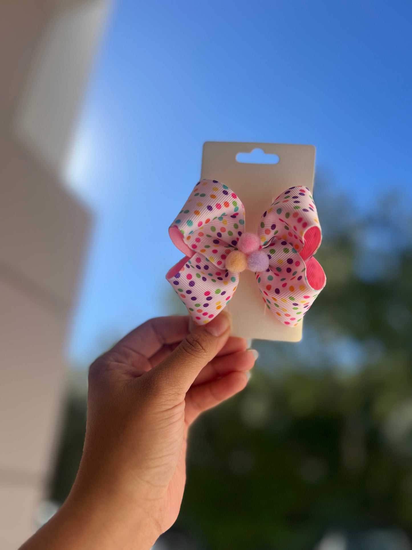 Pink Pom Pom Bow