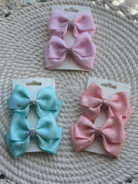 Glitzy Dotted Pigtail bows