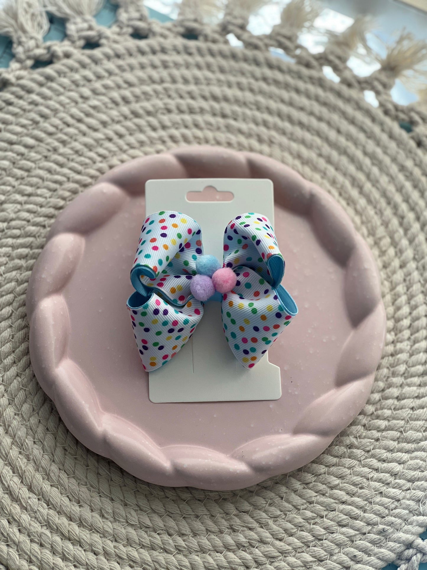 Baby Blue POM POM Bow