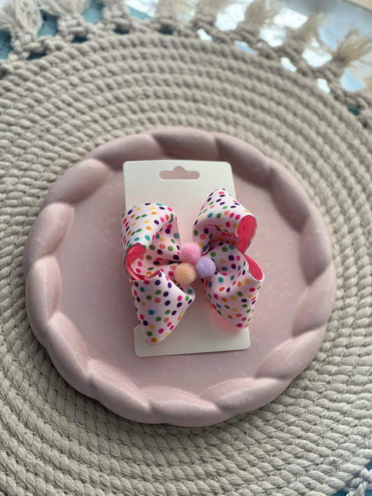 Pink Pom Pom Bow